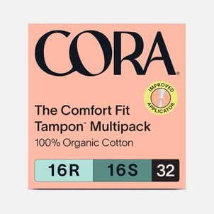 Cora Organic Cotton Applicator Tampons, Regular/Super, 32 ct.