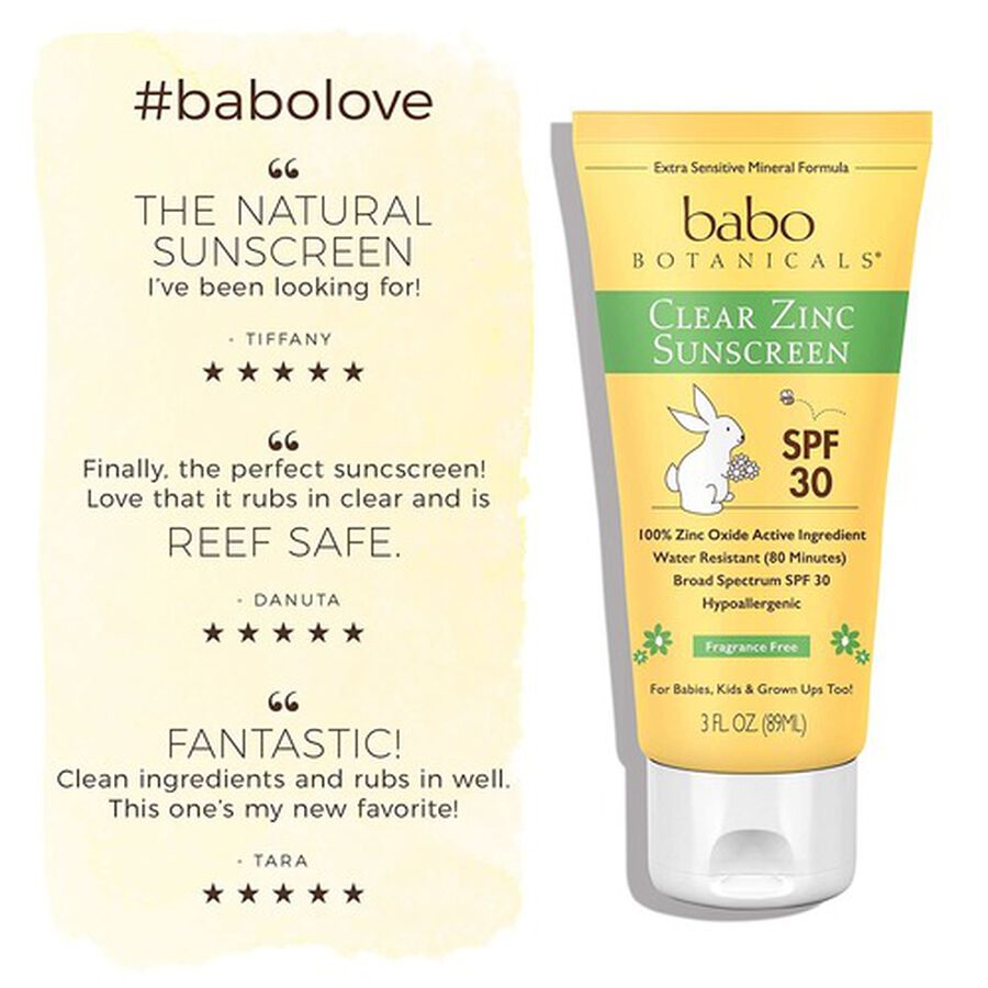 Babo Botanicals Clear Zinc Fragrance Free Sunscreen, SPF 30, , large image number 5