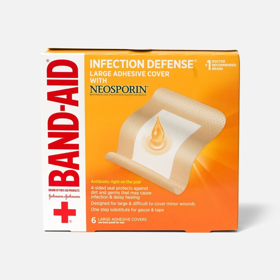 Band-Aid Infection Defense Large Adhesive Cover with Neosporin, 6 ct., , large image number 0