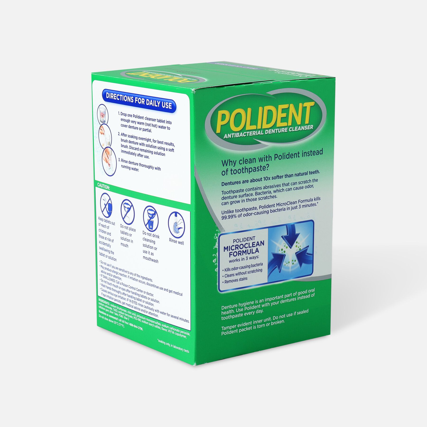 Polident Overnight Whitening Antibacterial Denture Cleanser Tablets