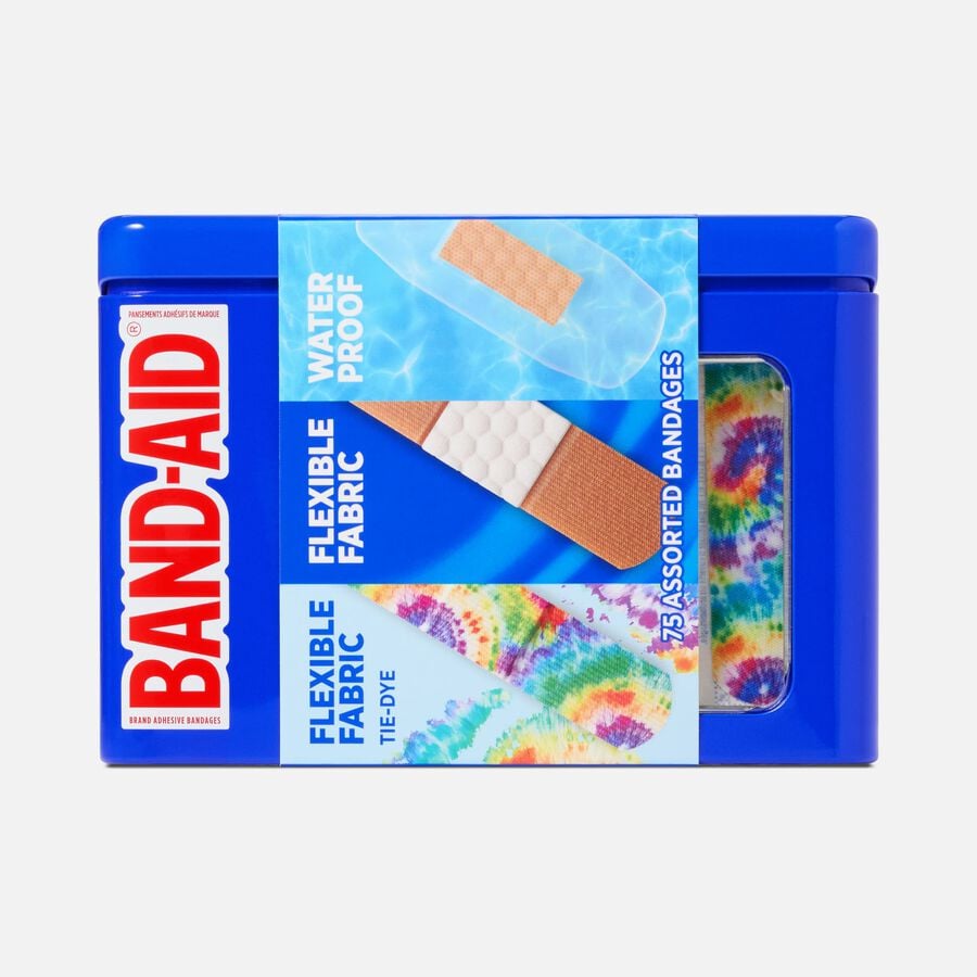 Band-Aid Tye-Dye Assorted Adhesive Bandages Tin, 75 ct., , large image number 0