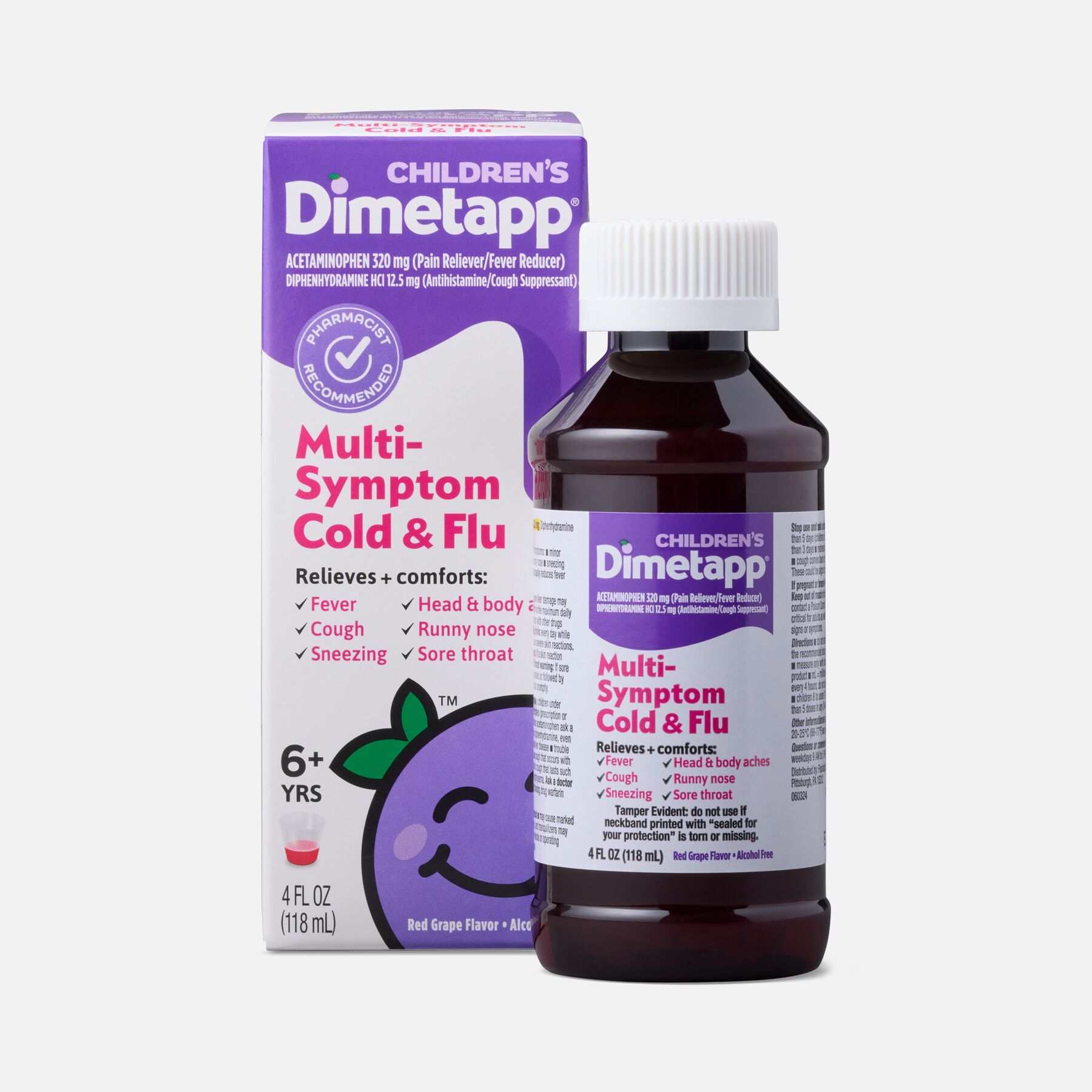 FSA Eligible Children’s Dimetapp Multi-Symptom Cold & Flu, Grape, 4 oz ...