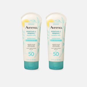 Aveeno Positively Mineral Sensitive Sunscreen Lotion SPF 50, 3 fl oz. (2-Pack)