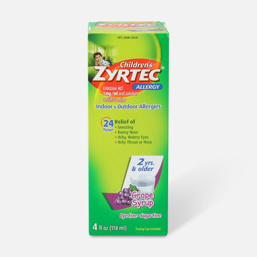 Children's Zyrtec 24-Hour Indoor & Outdoor Allergy Relief Liquid, Grape, 4 fl oz., , large image number 0