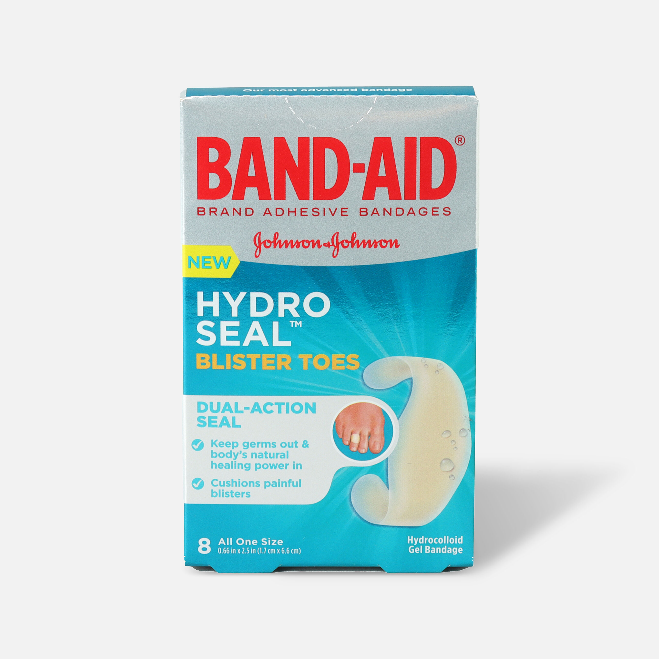 BandAid Hydro Seal Adhesive Blister Toe Bandages, 8 Count