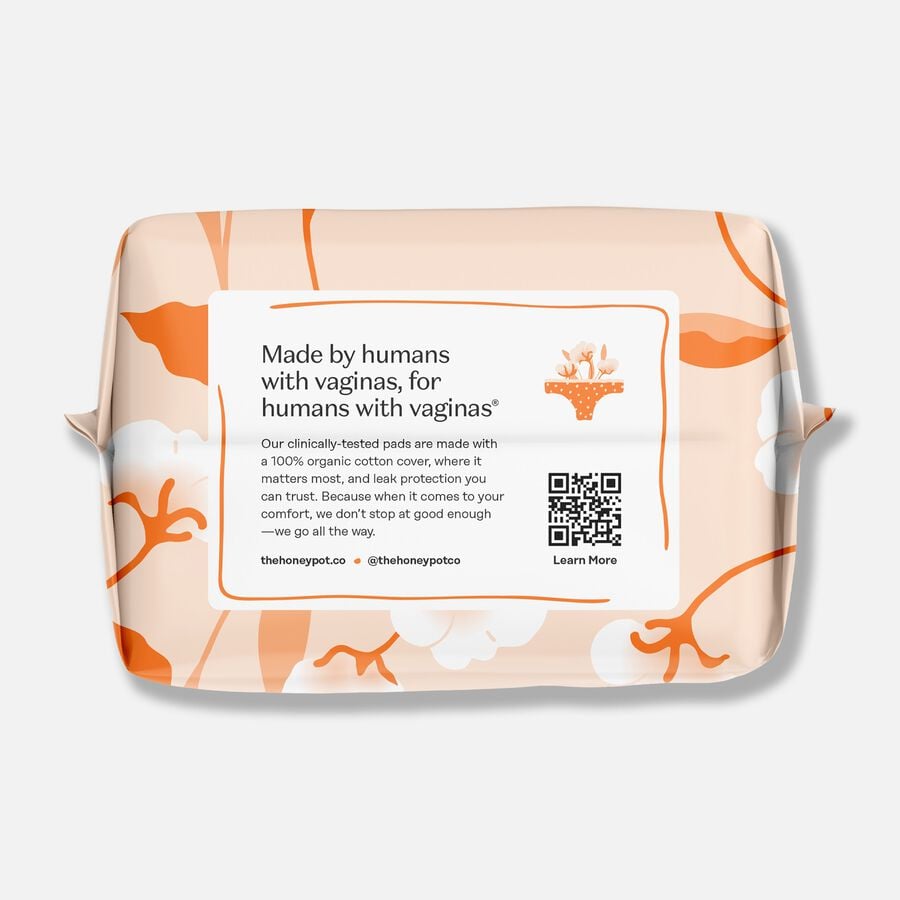 The Honey Pot 100% Organic Top Sheet Regular Non Herbal Menstrual Pads, 20 ct., , large image number 2