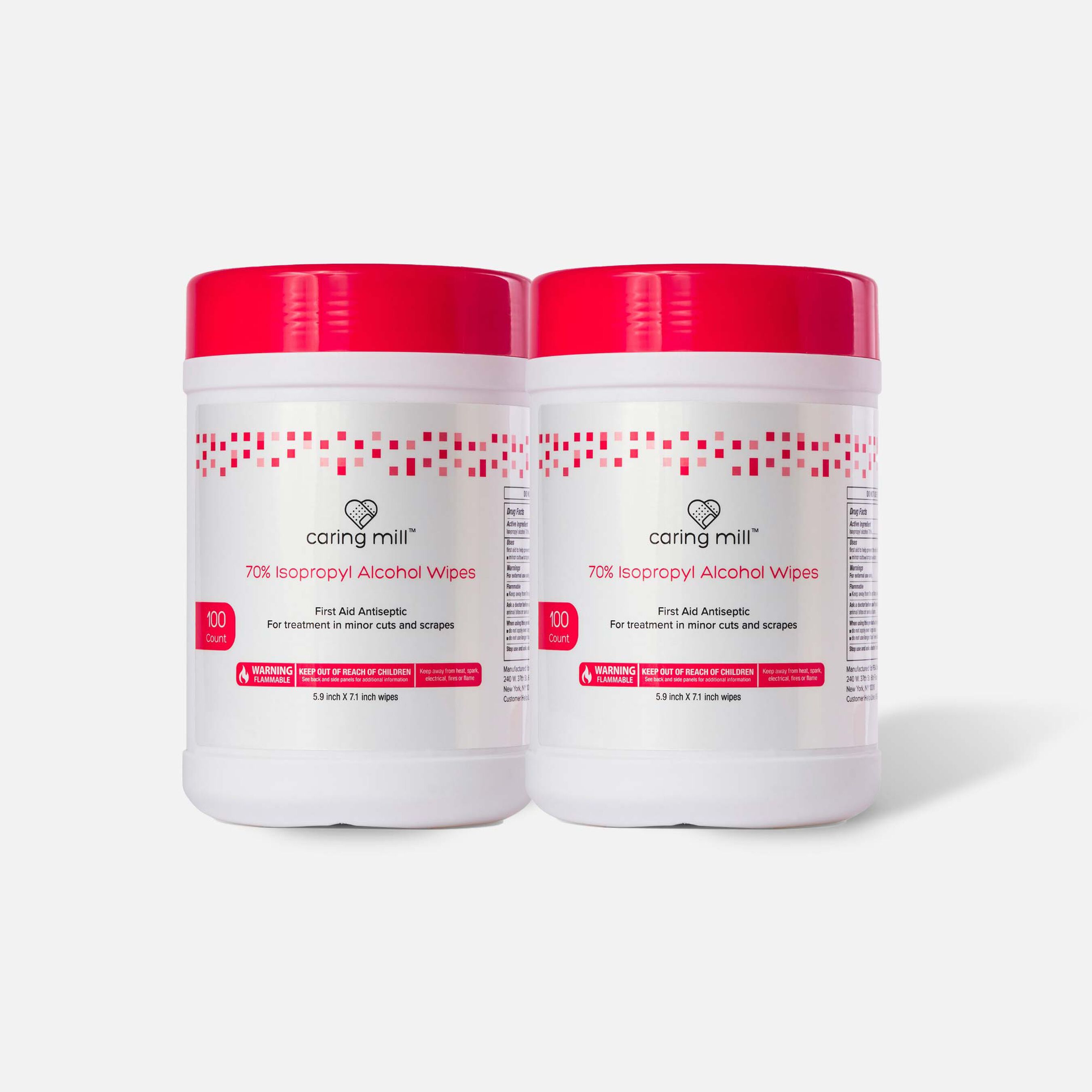 FSA Eligible Caring Mill™ Alcohol Wipes Canister, 100 ct. (2Pack