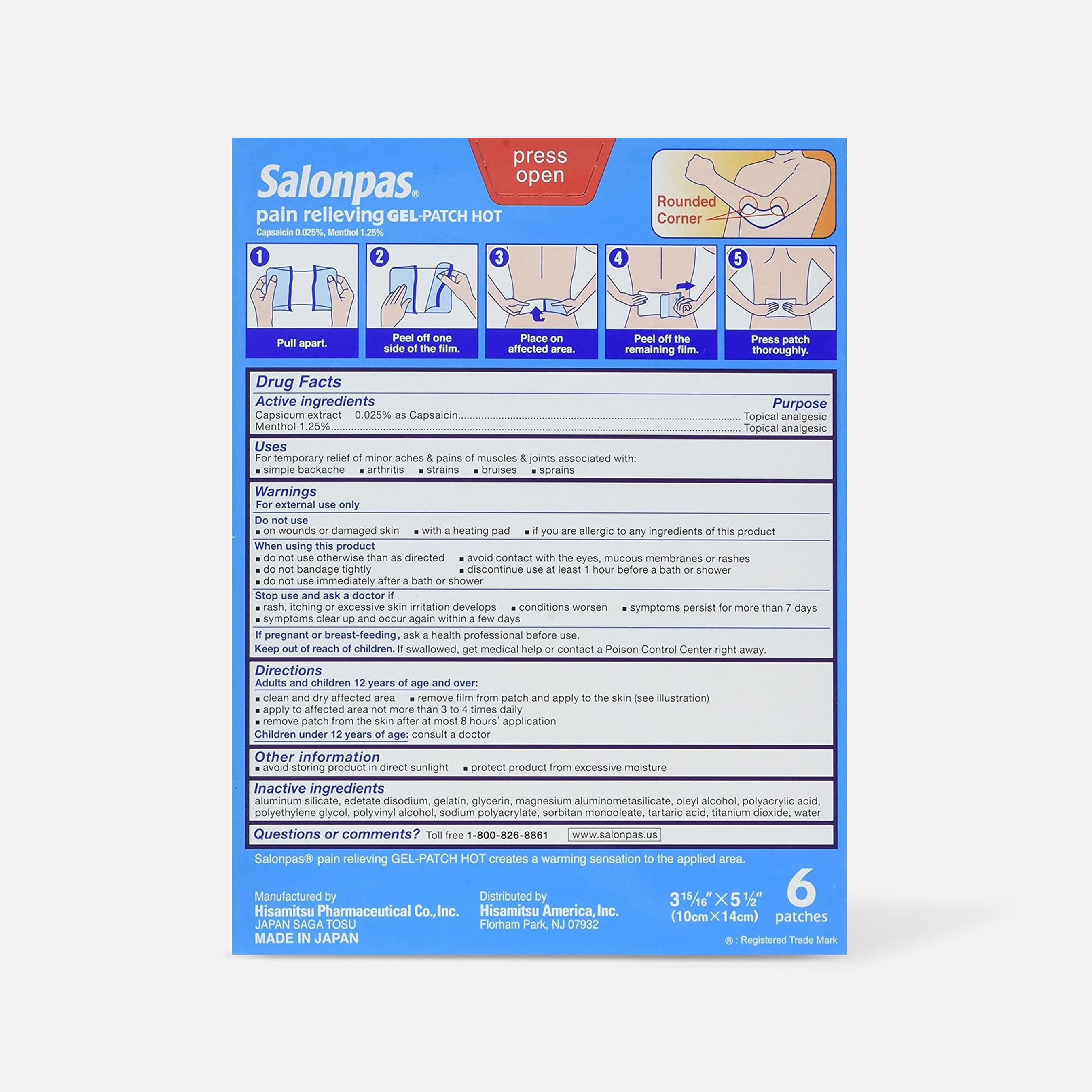 FSA Eligible Salonpas Hot Gel Patch, 6 ct. FSA Store