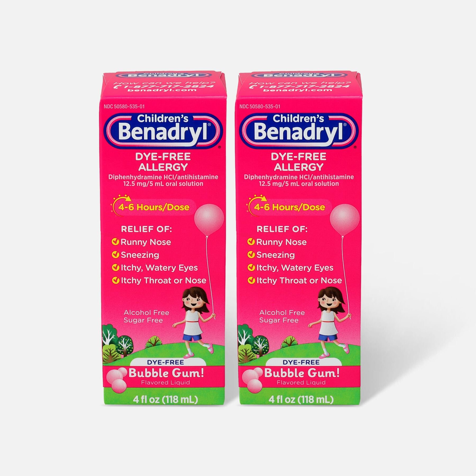 FSA Eligible Children's Benadryl Oral Solution, Bubble Gum Flavored, 4