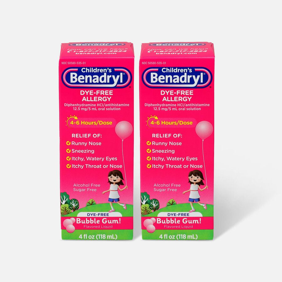 FSA Eligible Children's Benadryl Oral Solution, Bubble Gum Flavored, 4