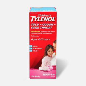 Children's Tylenol Cold + Cough + Sore Throat, Bubblegum Flavor, 4 fl oz.