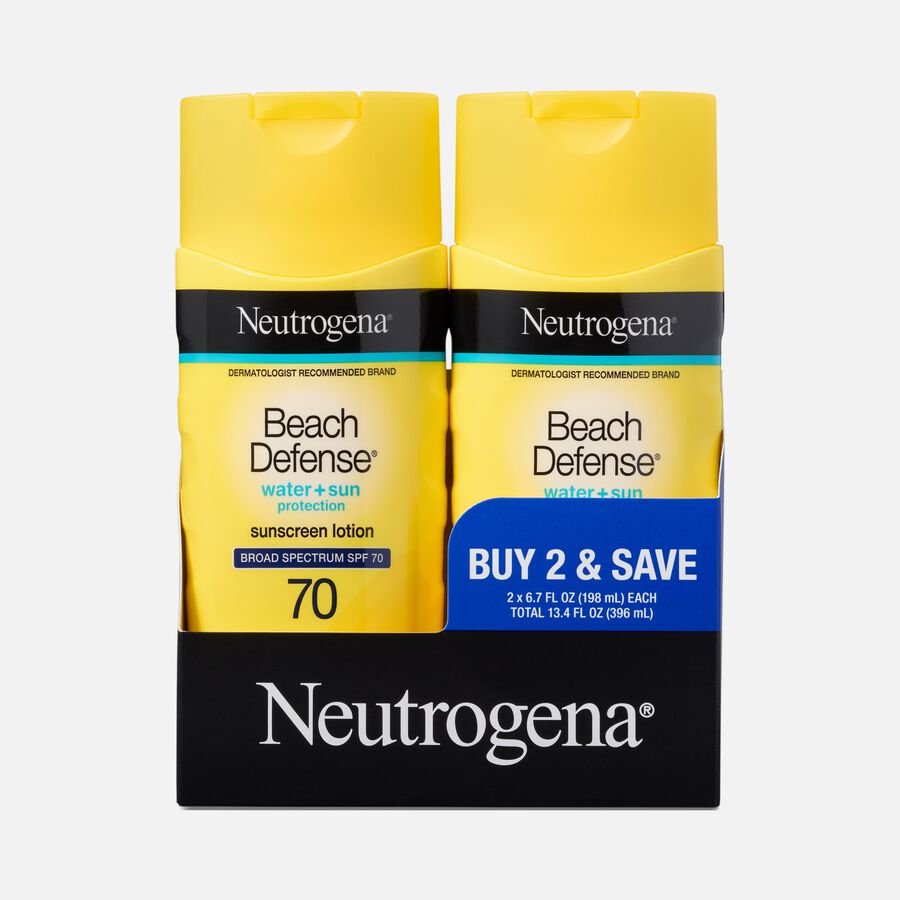 Neutrogena Beach Defense Lotion SPF 70, Twin Pack, 6.7 oz. Tubes, , large image number 0