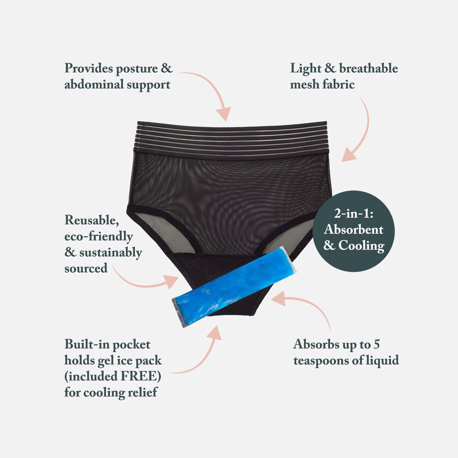 Mommy Matters HEAL 2-in-1 Postpartum Panty in Black, Size Medium, , large image number 1