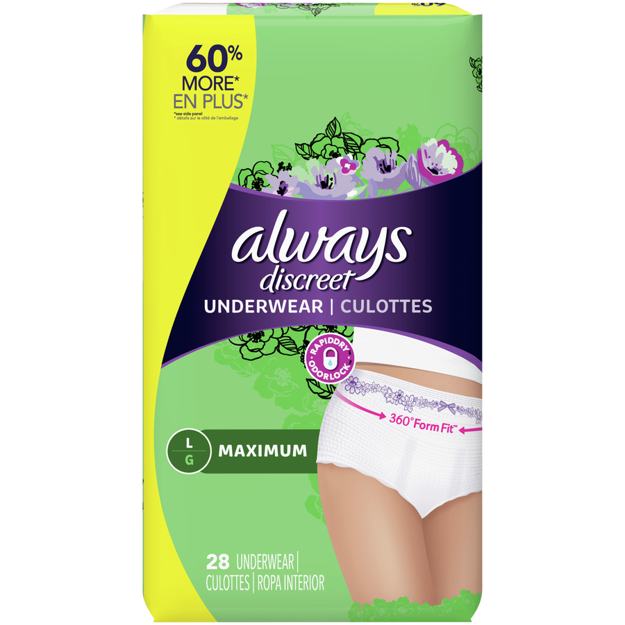 Always Discreet Incontinence Underwear for Women Maximum Absorbency