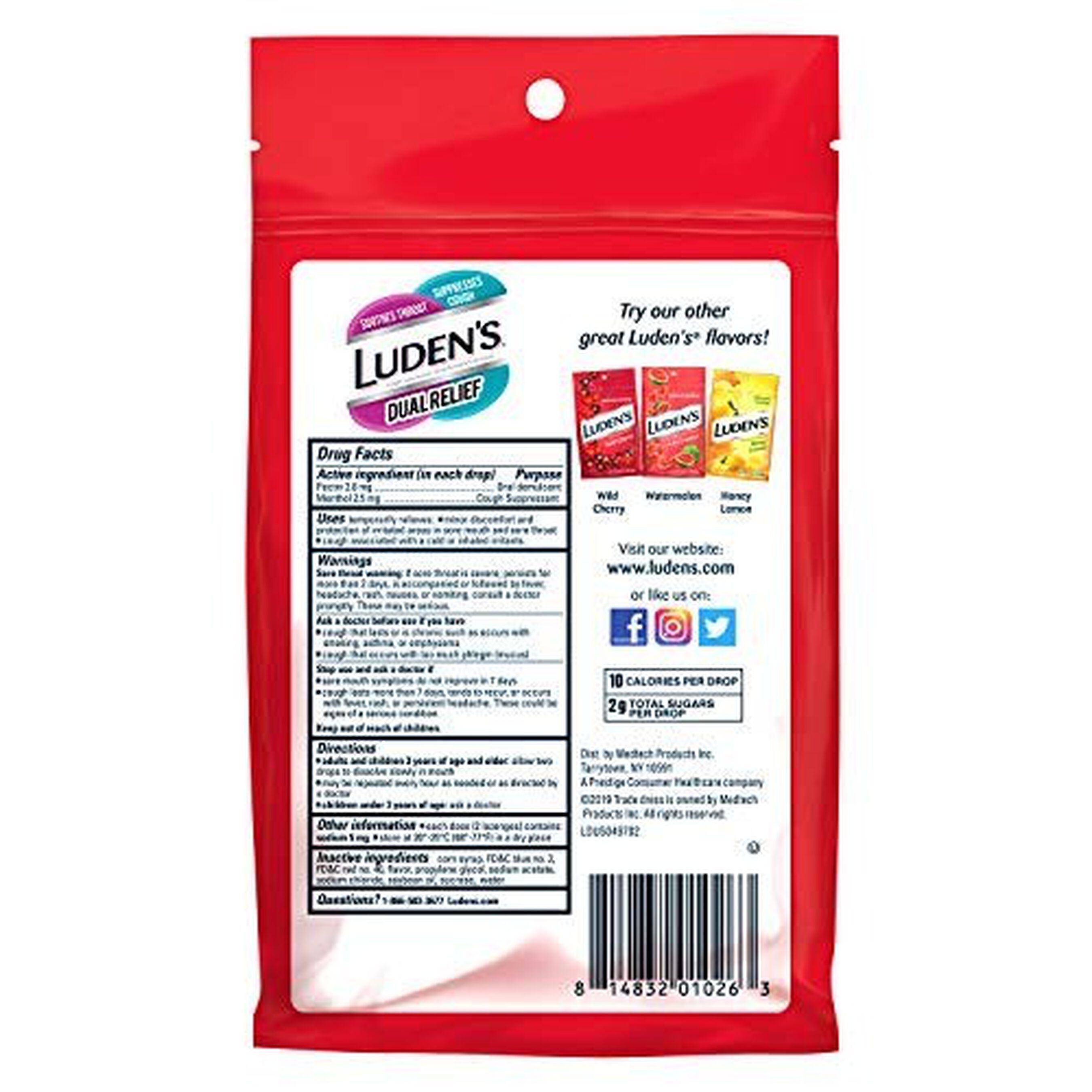 Luden's Dual Relief Wild Cherry Cough Drops, 25 ct.