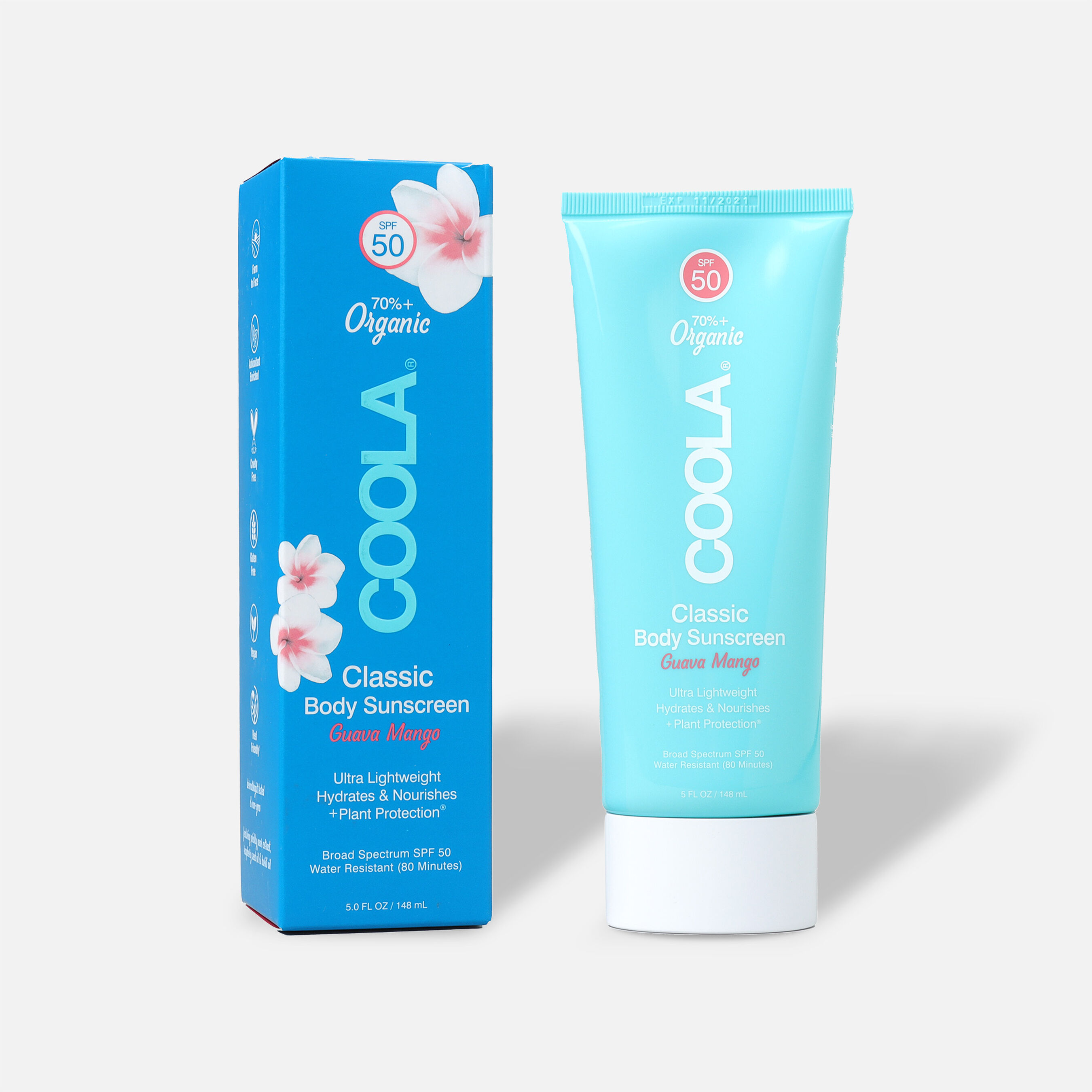Coola Classic Body Organic Sunscreen Lotion SPF 50, Guava Mango, 5 oz.
