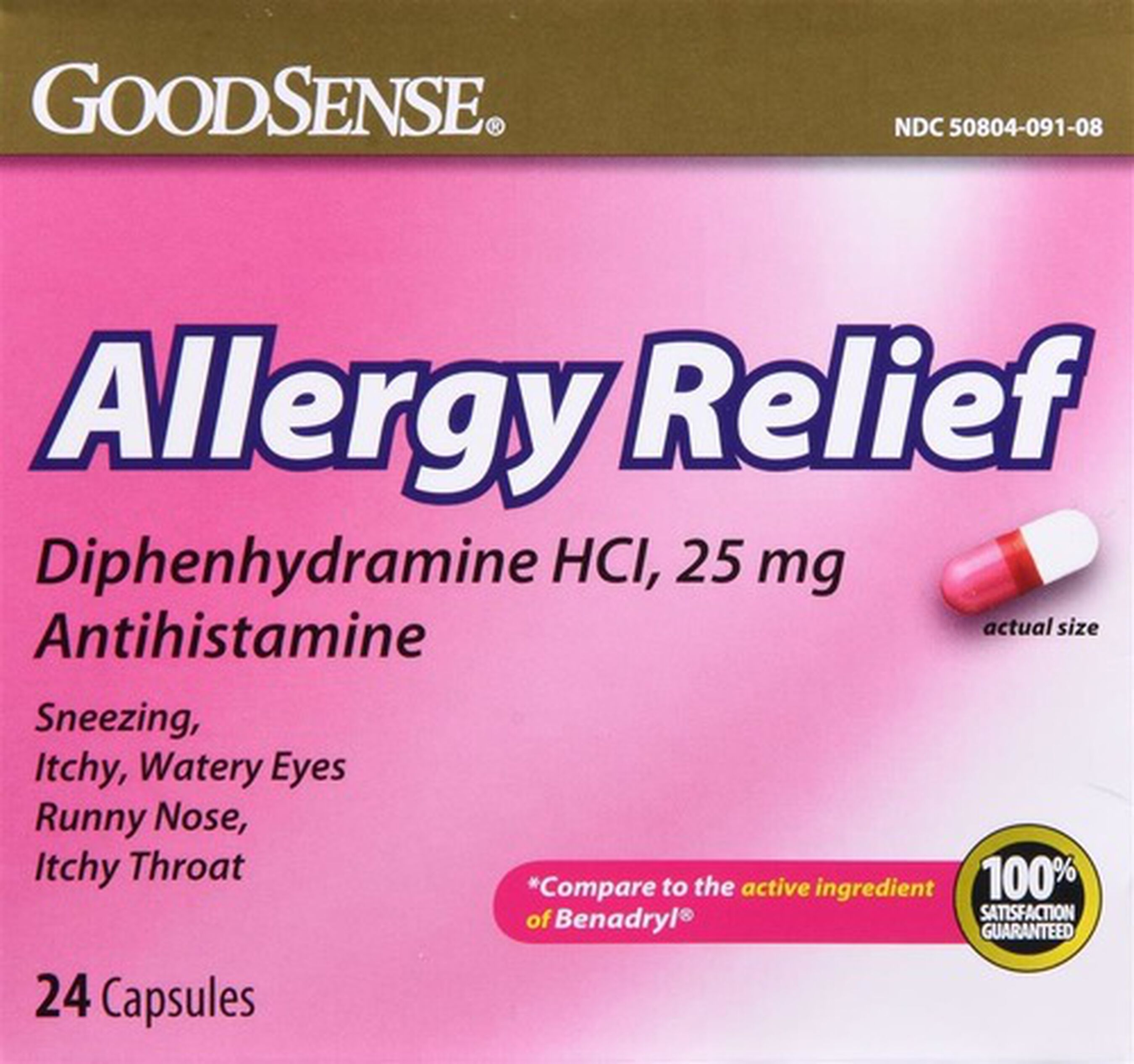 GoodSense® Allergy Relief Diphenhydramine HCI, 25 MG Capsules 24 ct