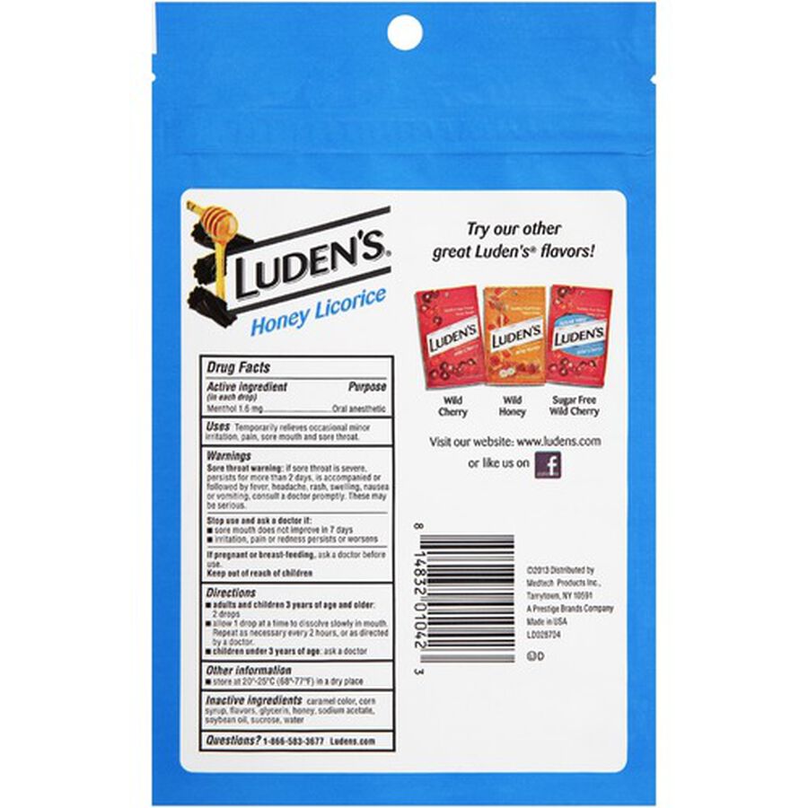 Luden's Honey Licorice Throat Drops, 30 ct.