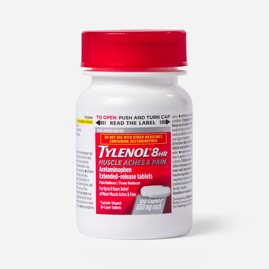 FSA Eligible Tylenol 8 HR Muscle Aches and Pain Caplets, 100 ct. FSA