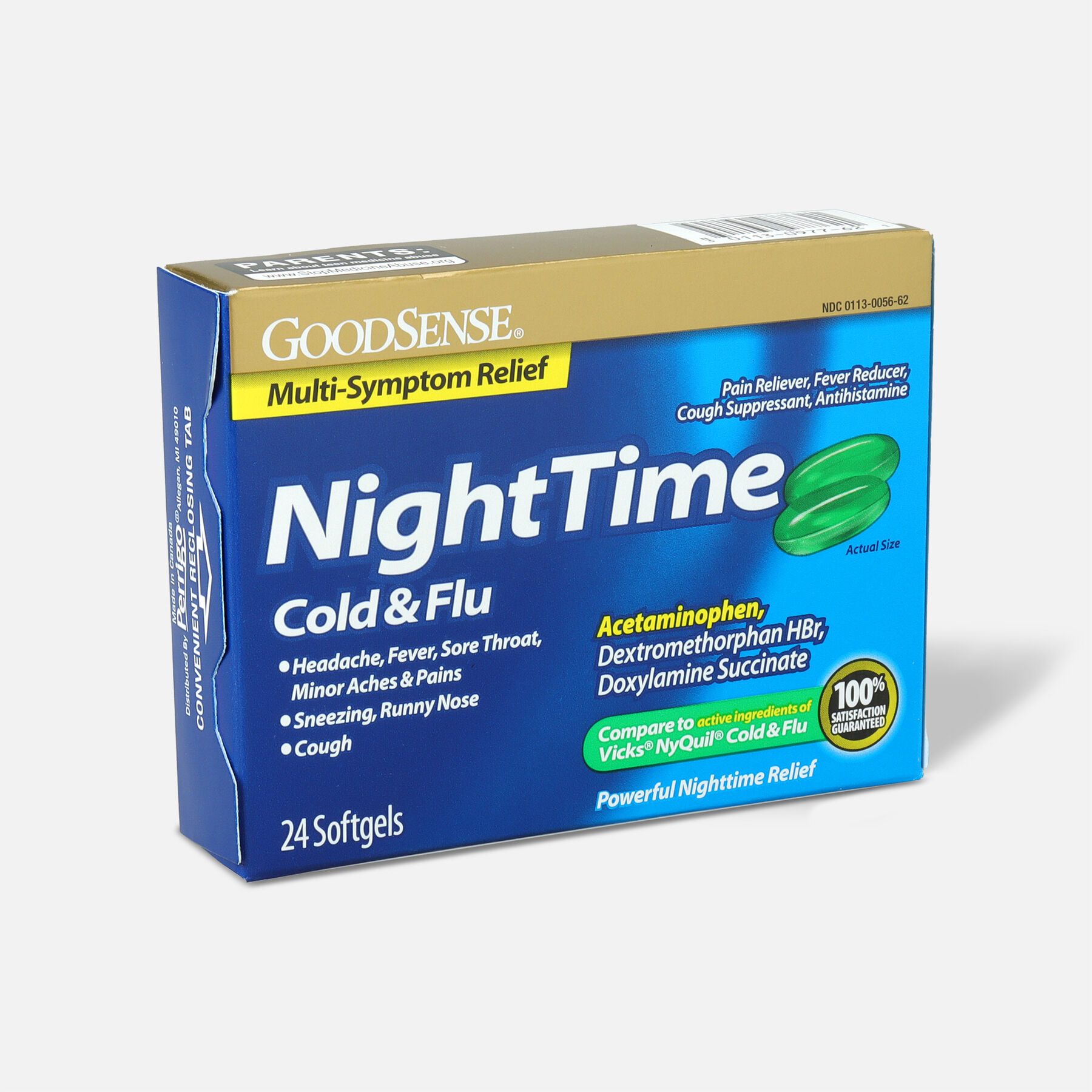 GoodSense® NightTime Cold & Flu Multi Symptom Softgels, 24 ct