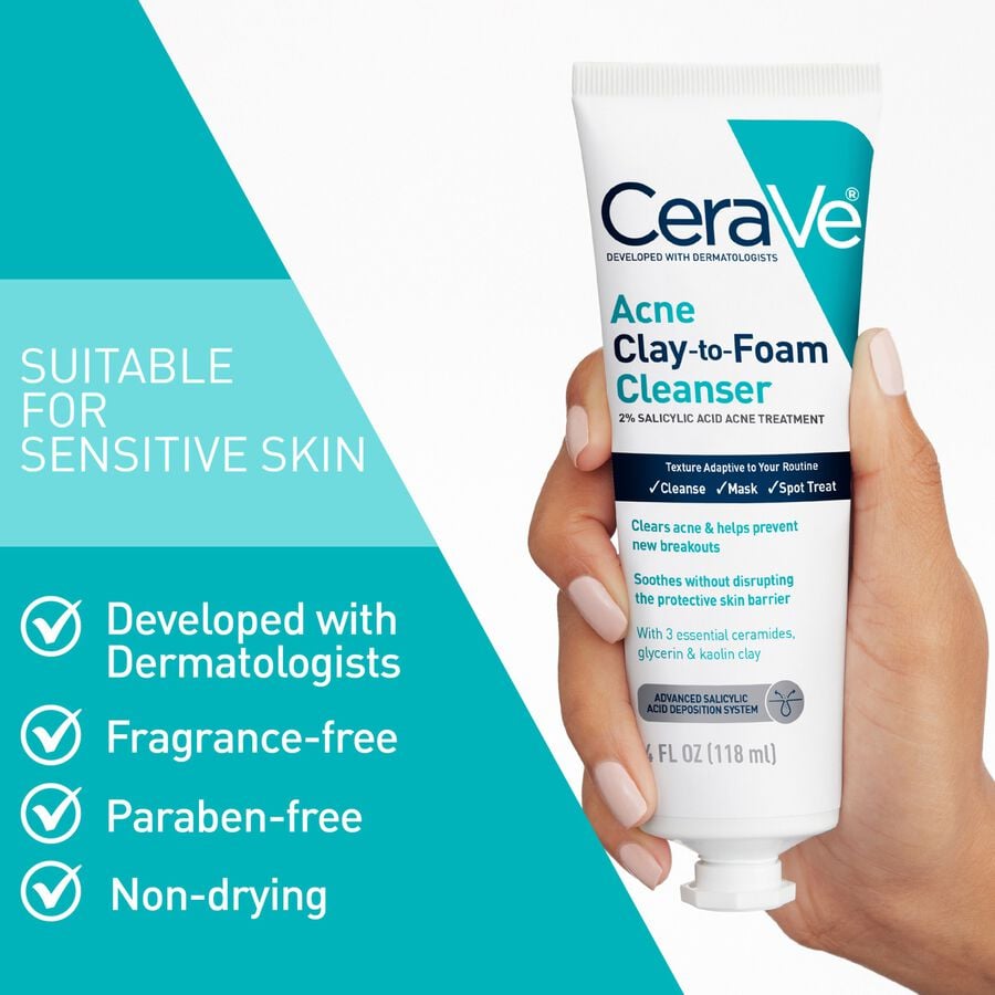 CeraVe&reg; Acne Clay to Foam Cleanser, , large image number 6