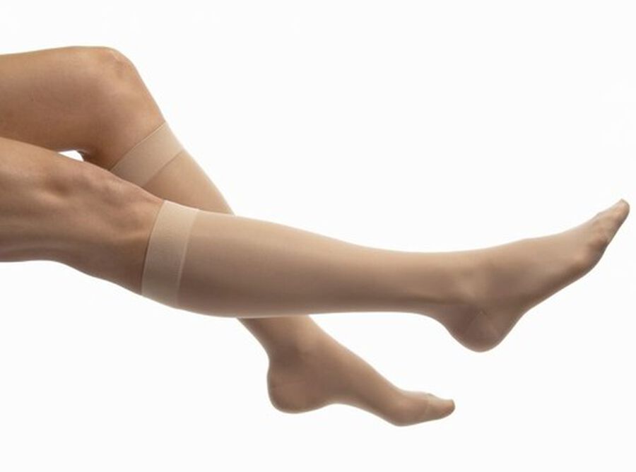BSN Jobst Women's UltraSheer Knee-High Extra Firm Compression Stockings, Closed Toe, Medium, Suntan, , large image number 3