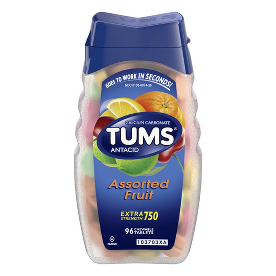 TUMS Extra Strength Assorted Fruit Antacid Chewable Tablets for