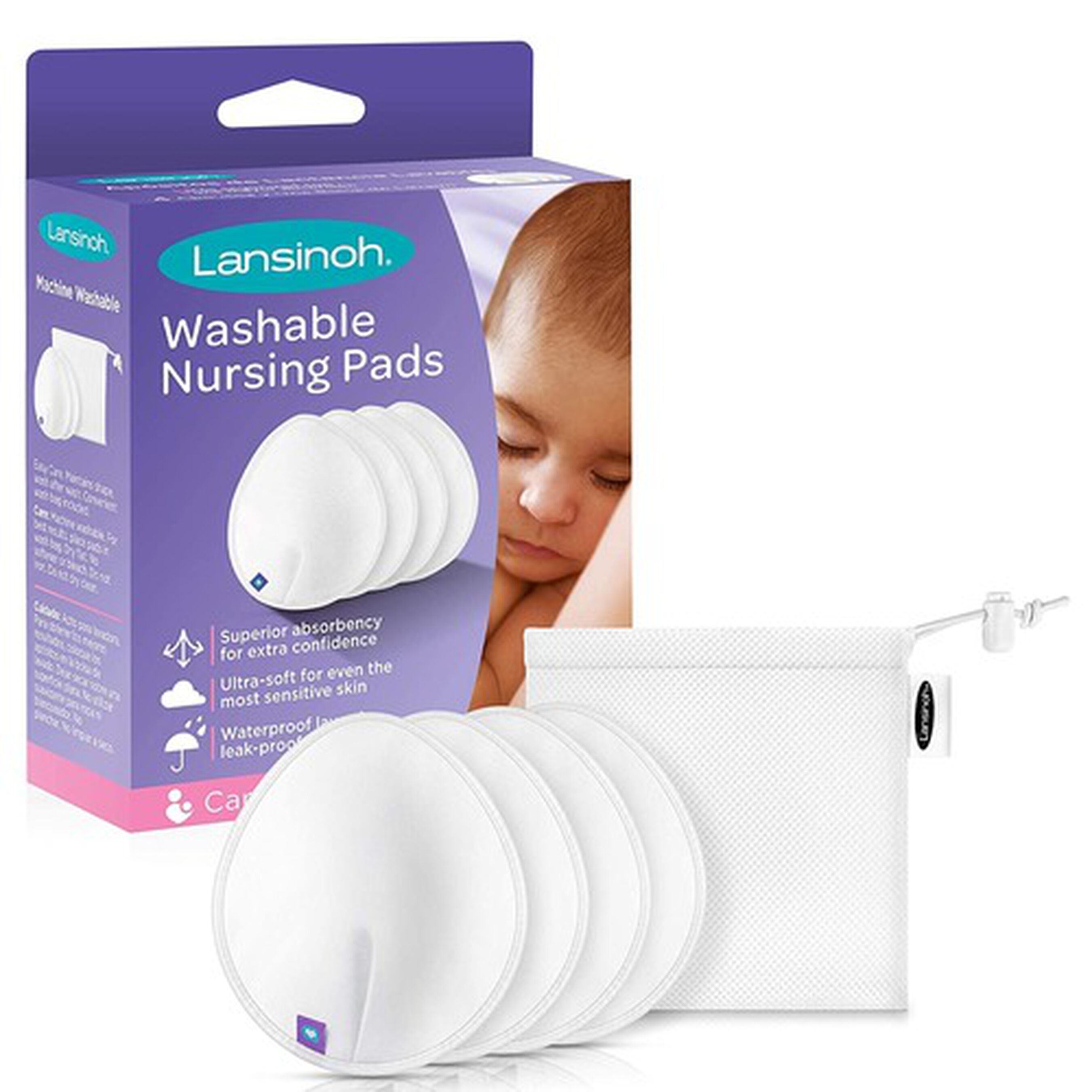 Lansinoh Washable Nursing Pads, 4 ct