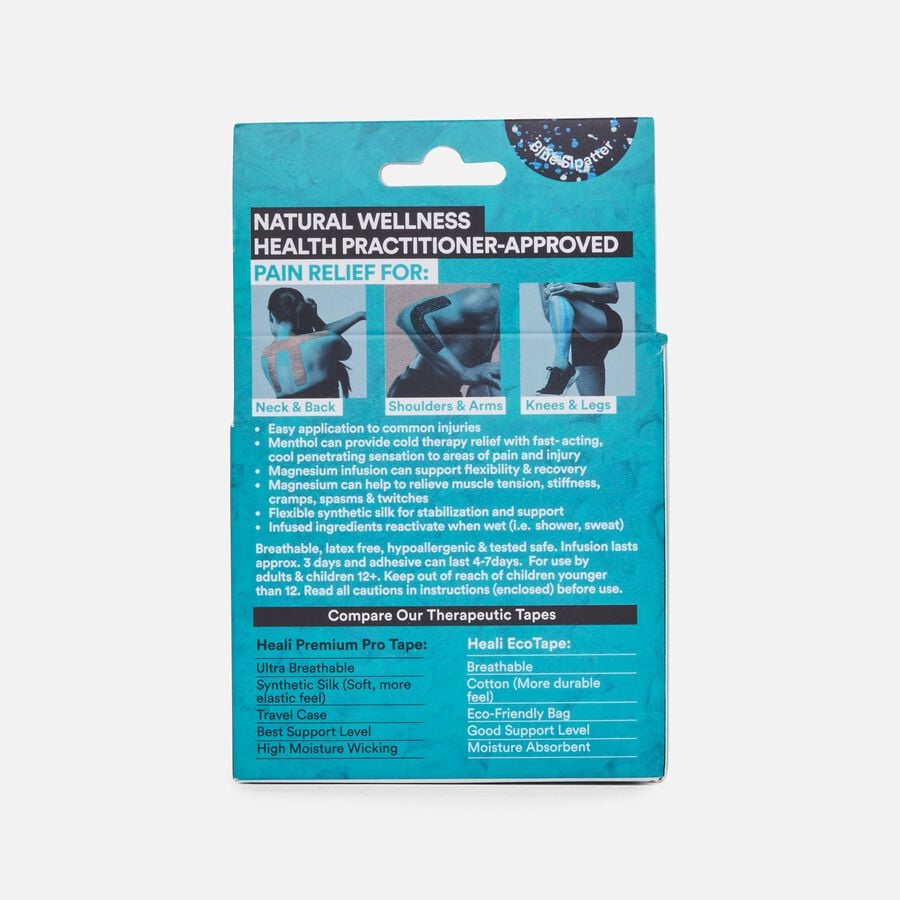 Heali Magnesium and Menthol Infused Kinesiology Tape, Splatter, 20 Strips, 2" x 10", Splatter, large image number 2