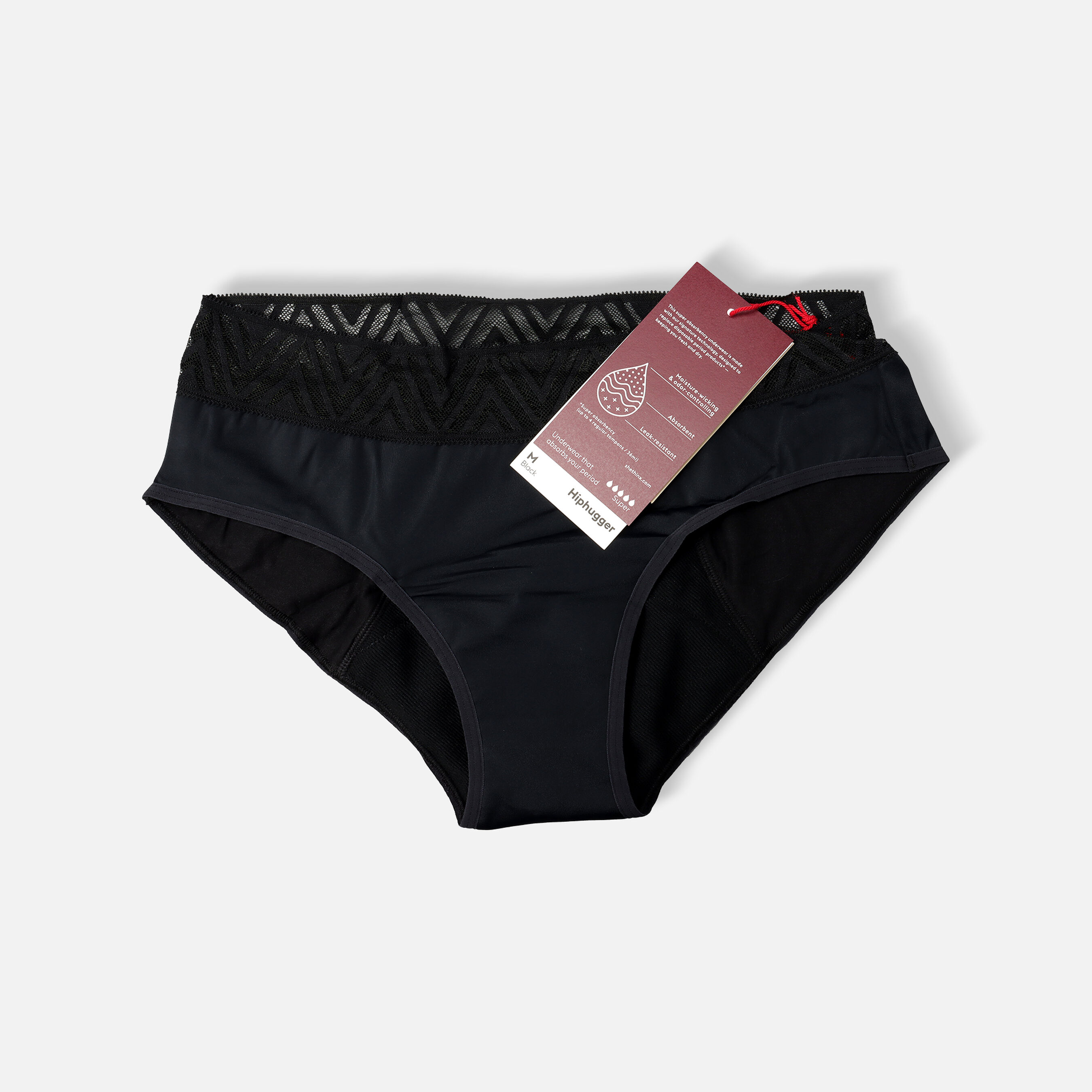 Thinx Period Proof Super Hiphugger, Black