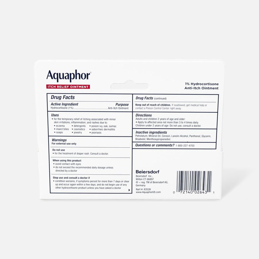 Aquaphor Itch Relief Ointment, 1% Hydrocortisone, 1 oz., , large image number 1