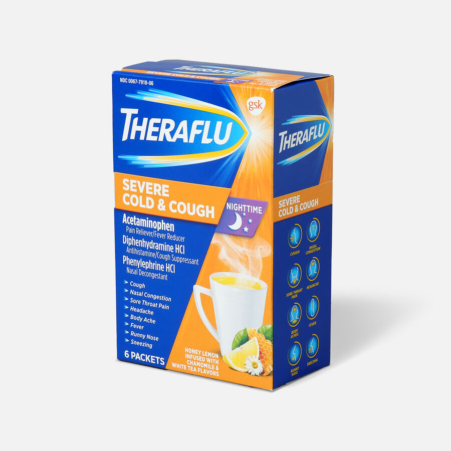 Theraflu Night Time Severe Cold & Cough Powder, Honey Lemon Infused