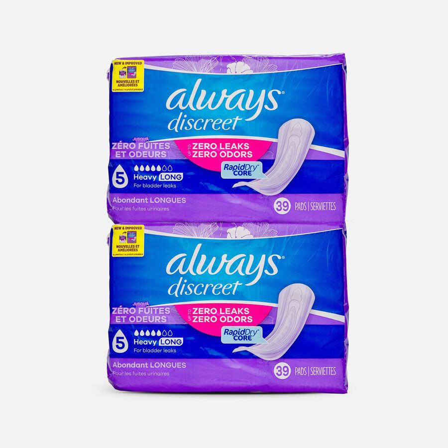 Always Discreet Heavy Incontinence Pads, Long, 39 ct. (2-Pack), , large image number 0
