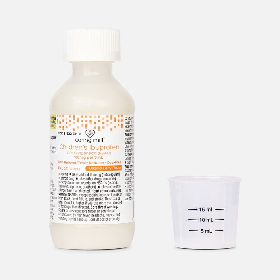 Caring Mill&trade; Children's Ibuprofen Dye-Free Liquid, Original Berry, 4 fl oz., , large image number 2