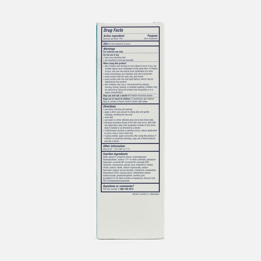 CeraVe Acne Foaming Cream Face & Body Wash with Benzoyl Peroxide 10% Maximum Strength, 5 fl oz., , large image number 1
