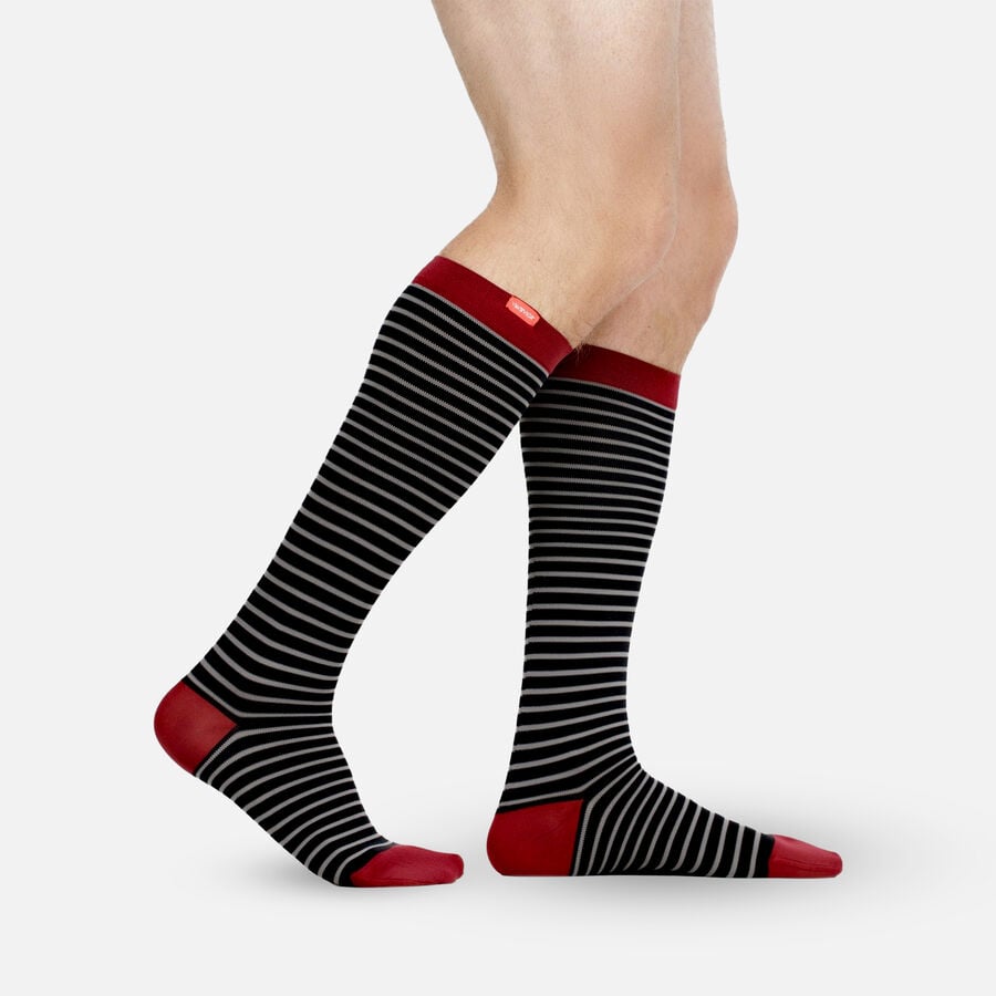 VIM & VIGR Nylon Compression Socks, Little Stripe Black & Gray, M/L, 30-40 mmHg, , large image number 0