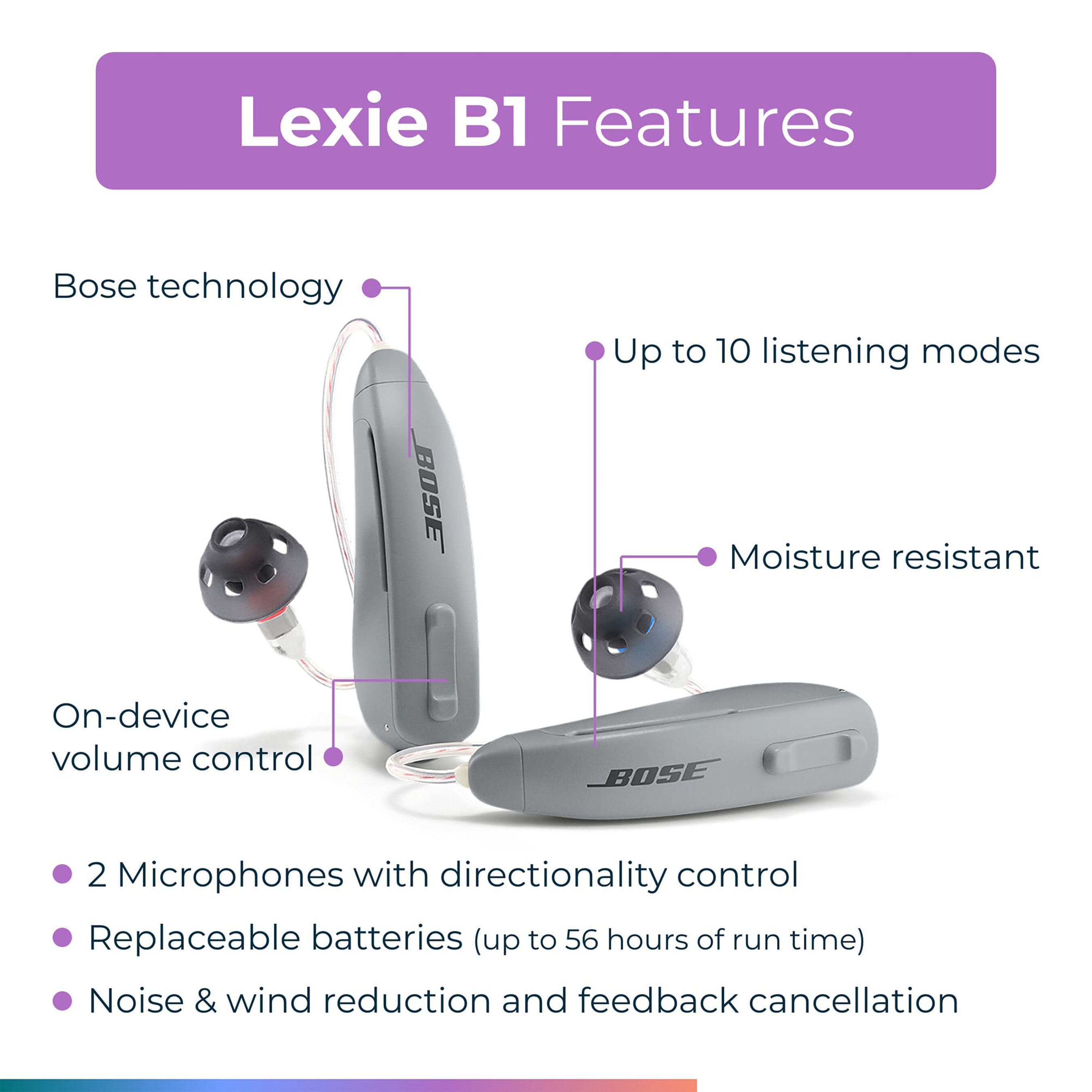 FSA Eligible Lexie B1 Powered by Bose Selffitting OTC Hearing Aids