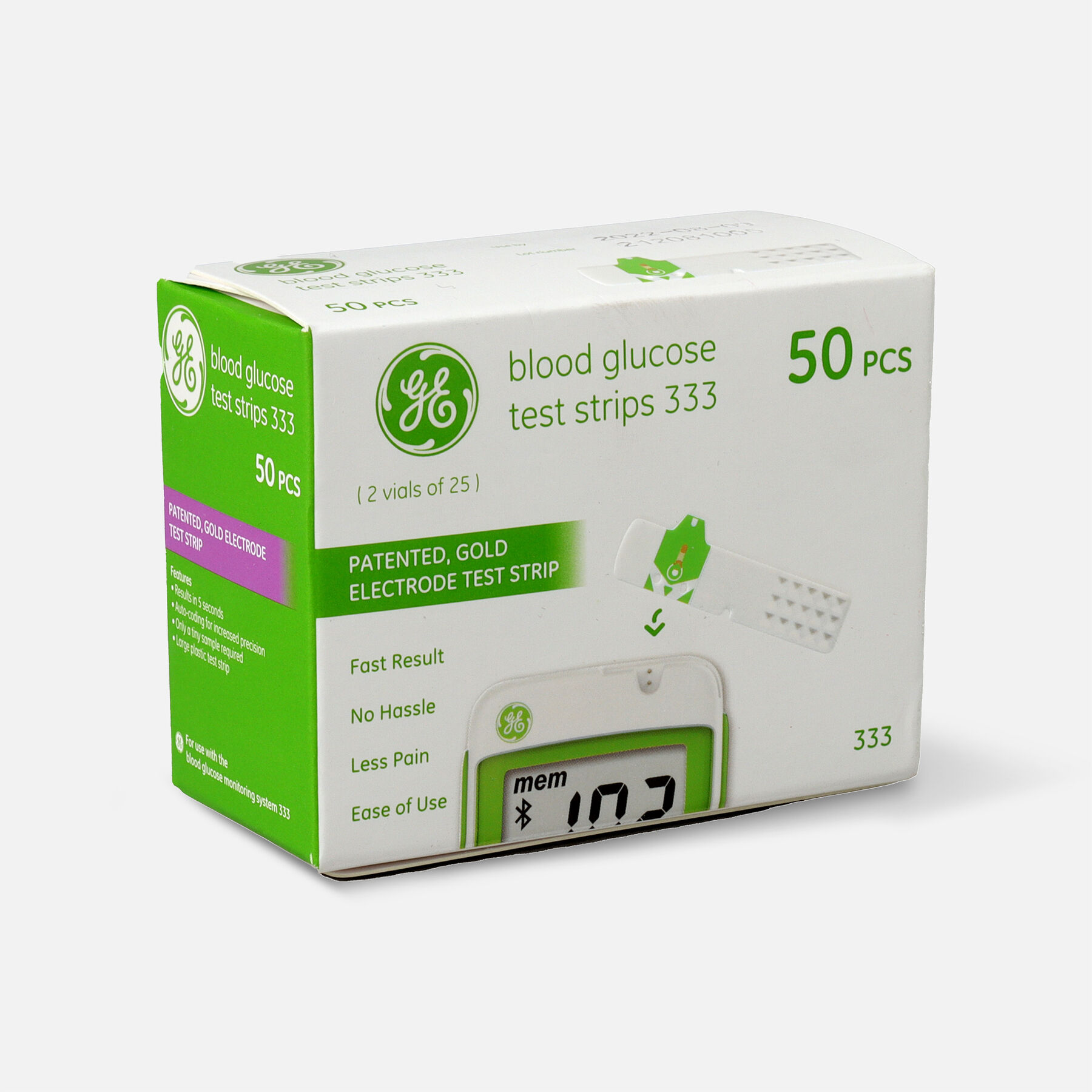 GE333 Blood Glucose Test Strips, 50 CT