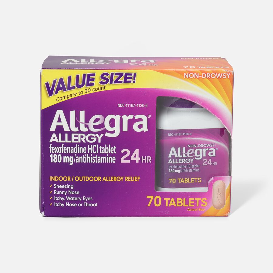Allegra Adult Non-Drowsy Antihistamine Tablets, 24-Hour Allergy Relief, 180 mg, , large image number 0