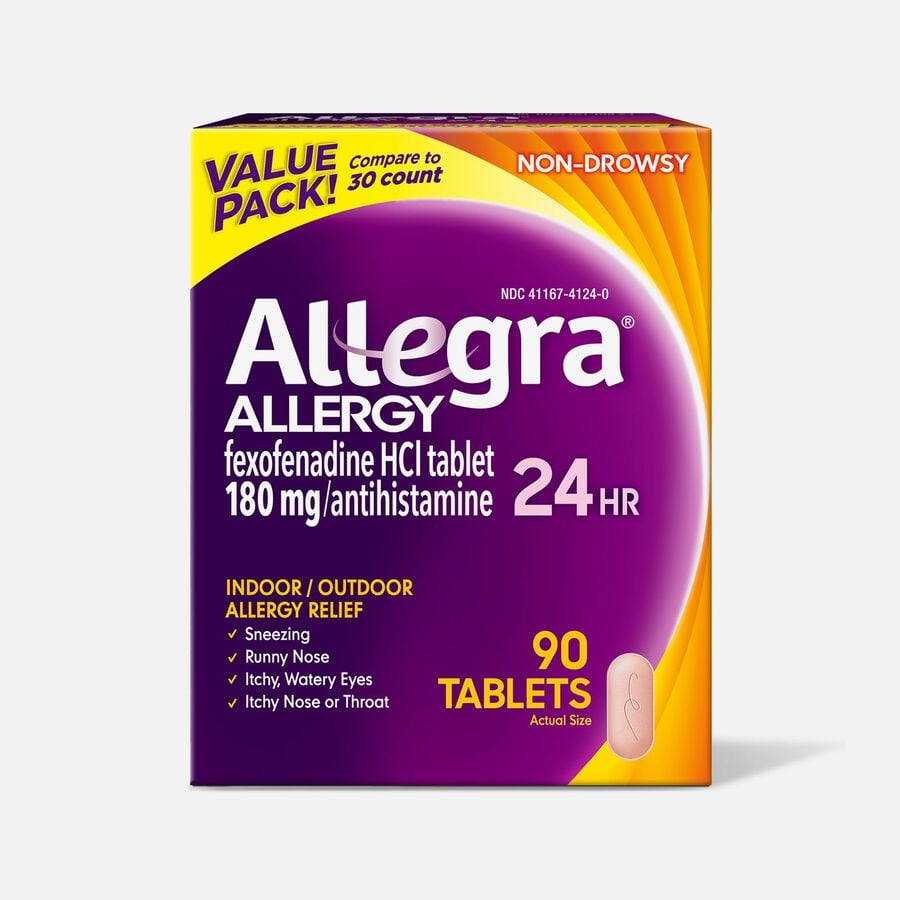 Allegra Adult Non-Drowsy Antihistamine Tablets, 24-Hour Allergy Relief, 180 mg, , large image number 2