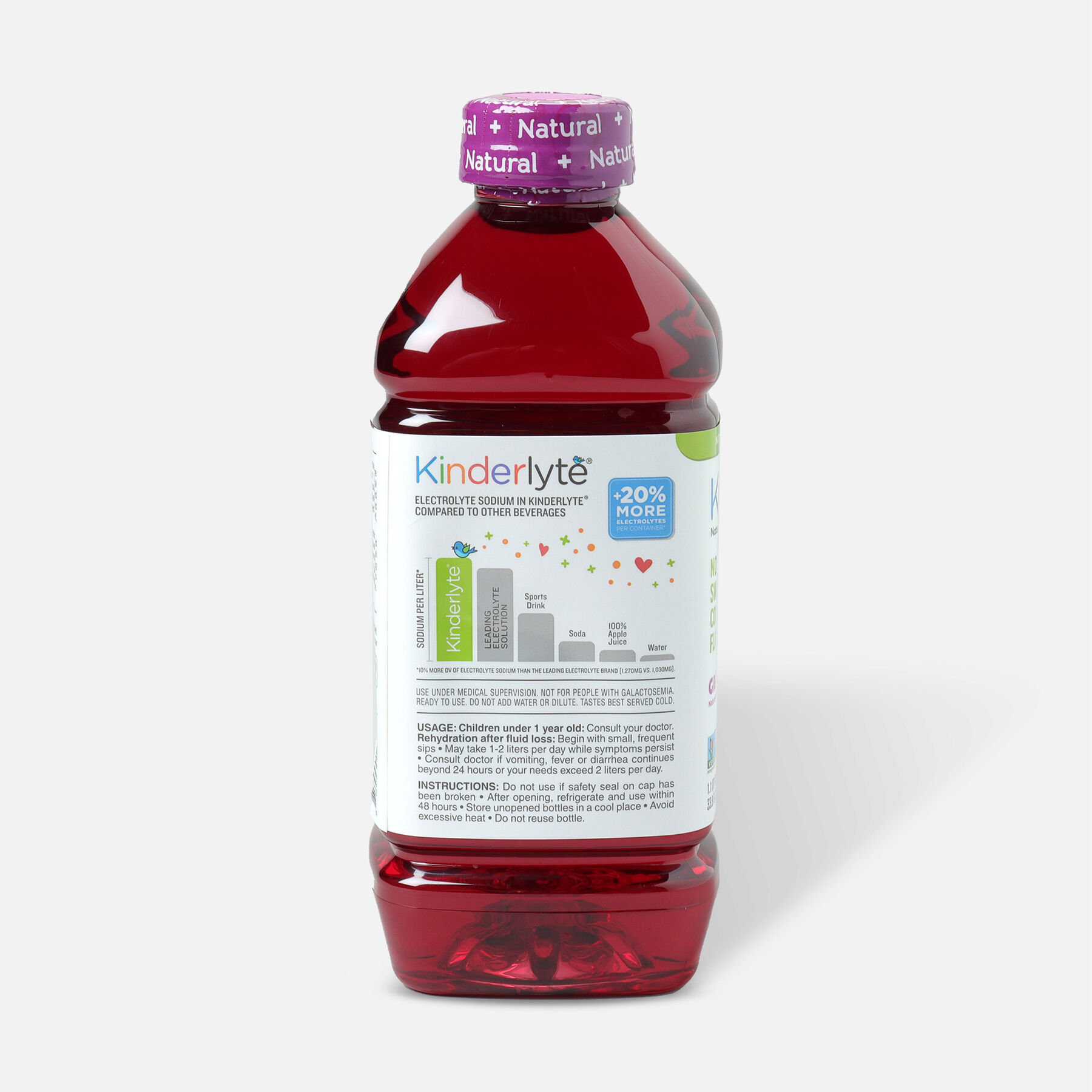 Kinderlyte Natural Oral Electrolyte Solution, Liquid, 33.8 fl. oz.