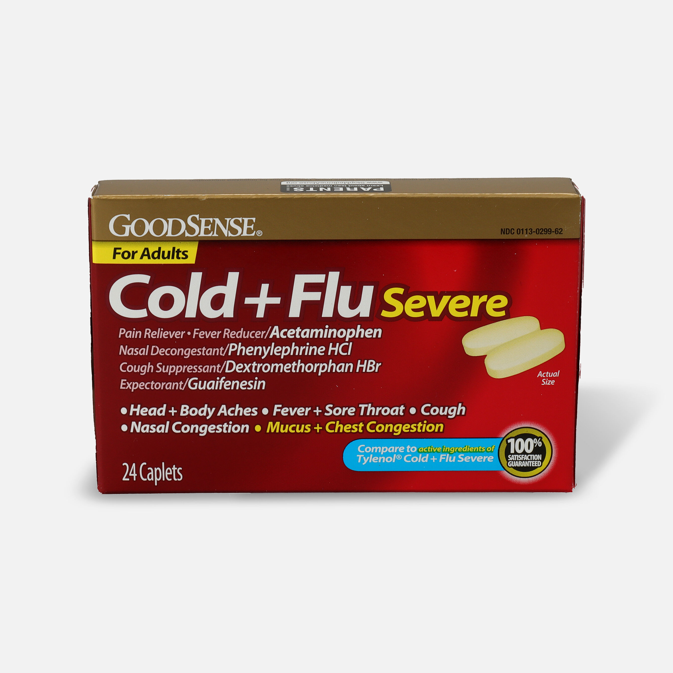 GoodSense® Cold + Flu Severe + Pain DayTime Caplets, 24 ct