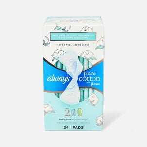 Always Pure Cotton with FlexFoam Pads for Women Heavy Flow Absorbency with Wings