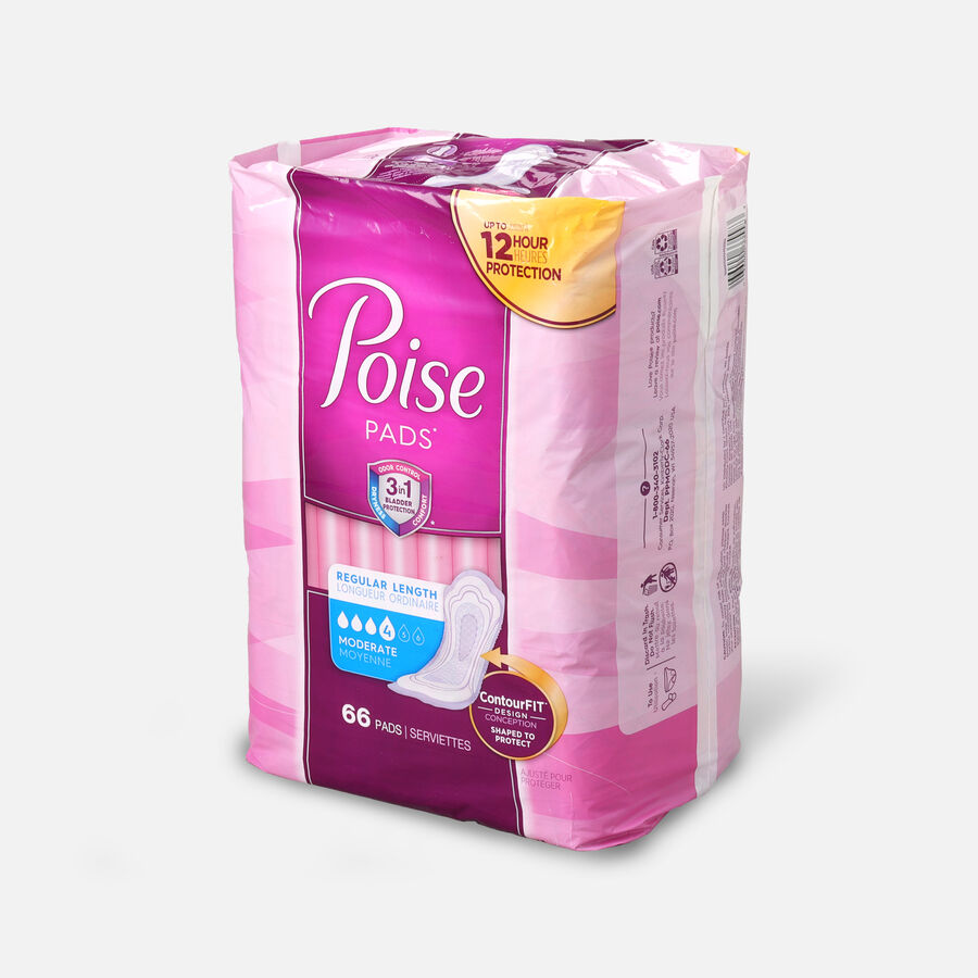 Poise Incontinence Pads, Moderate Absorbency, Regular, 66 ct.