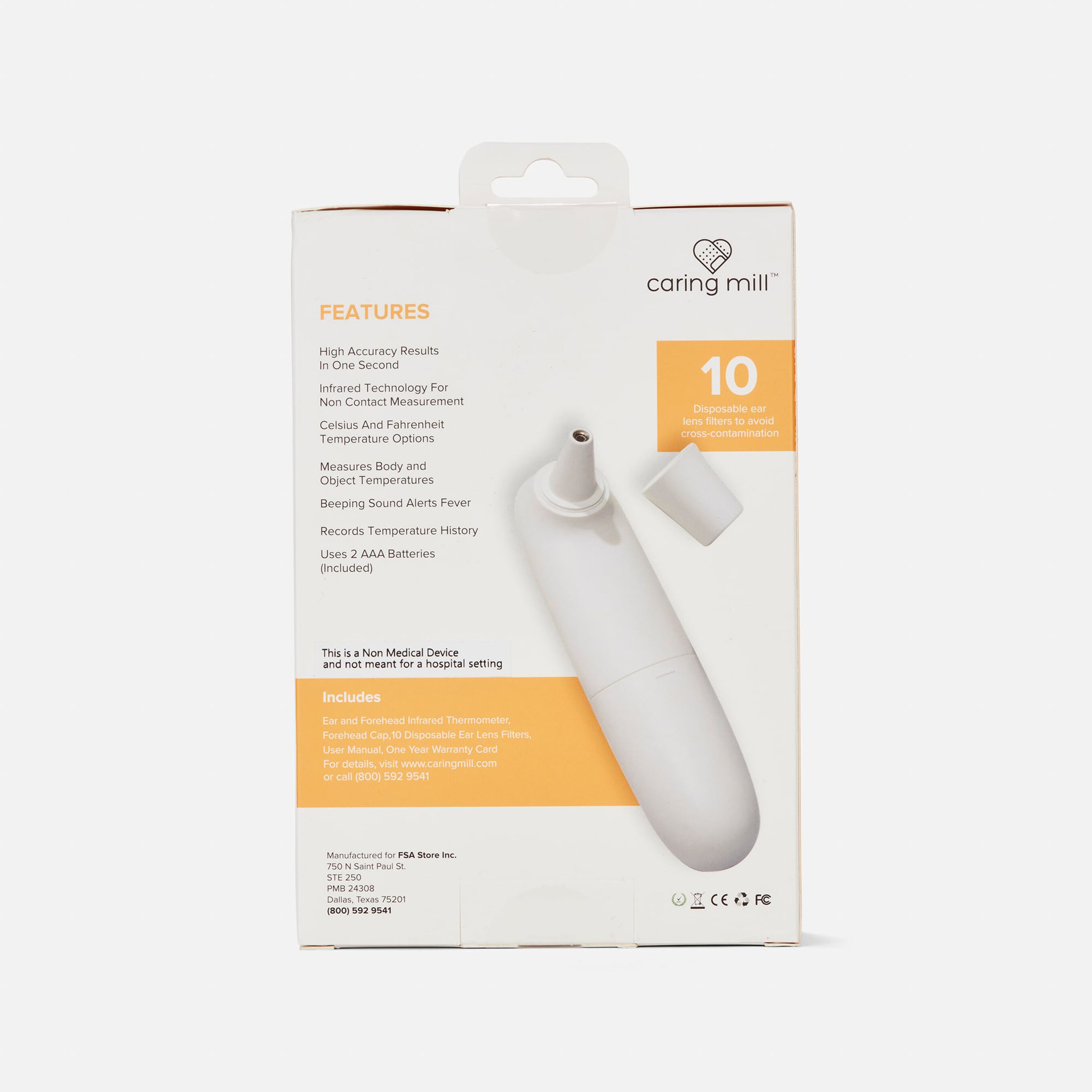 FSA Eligible Caring Mill™ Instant Ear & Forehead Digital Thermometer