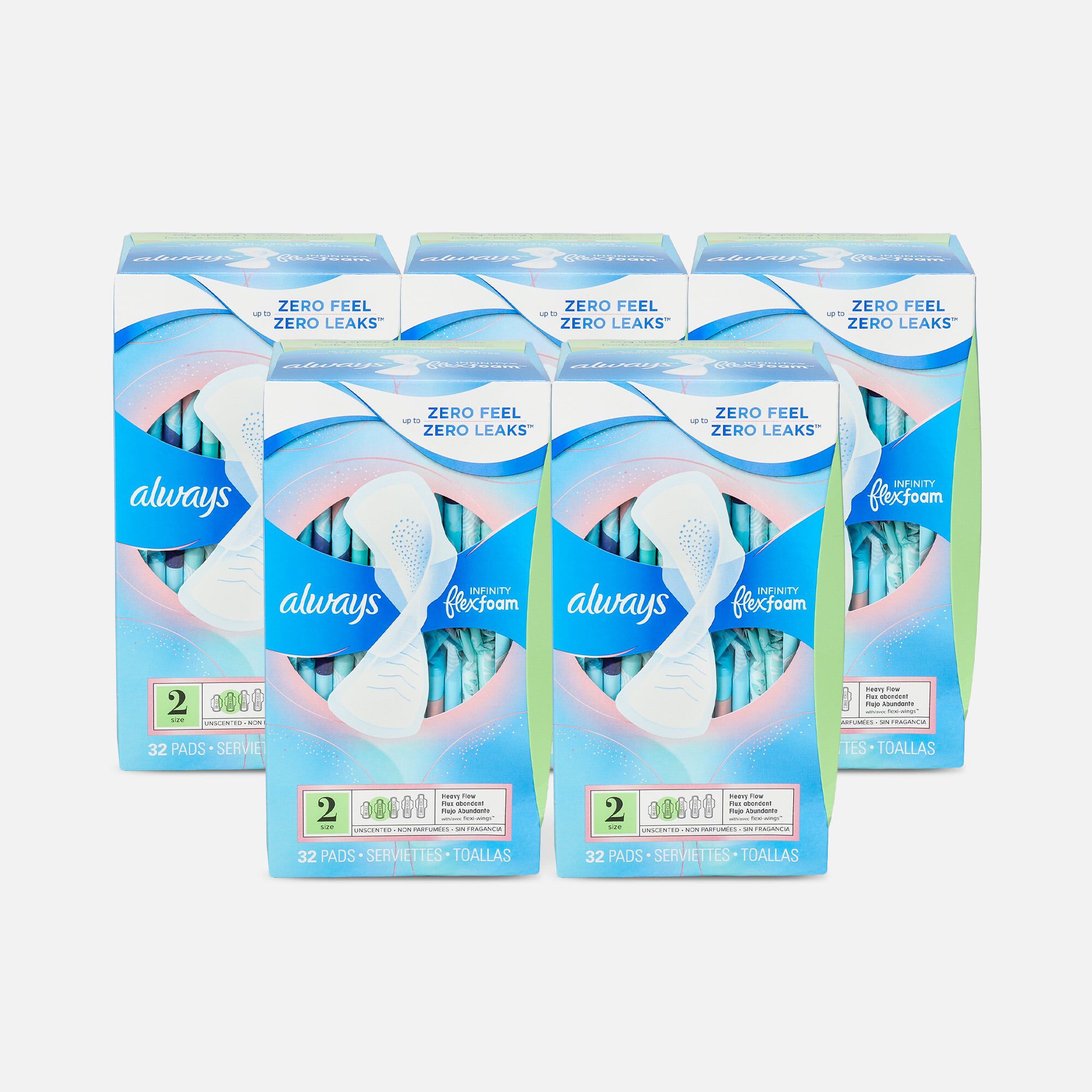 Always Infinity FlexFoam Pads for Women Size 4 Overnight