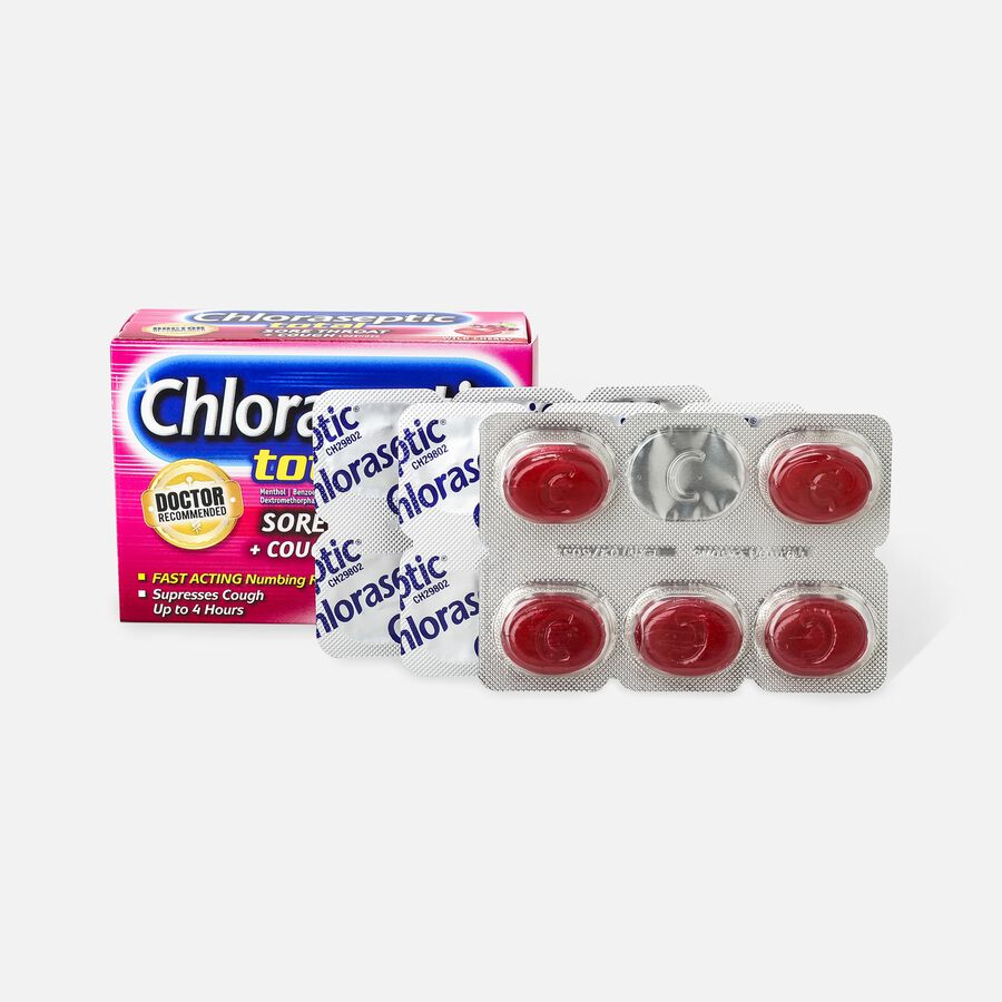 Chloraseptic Total, Wild Cherry, Sore Throat and Cough Lozenges, 15 ct., , large image number 1