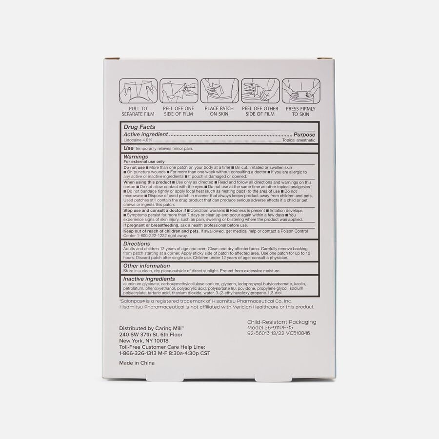 Caring Mill™ Maximum Strength Lidocaine Pain Relief Patches, 15 ct., , large image number 4