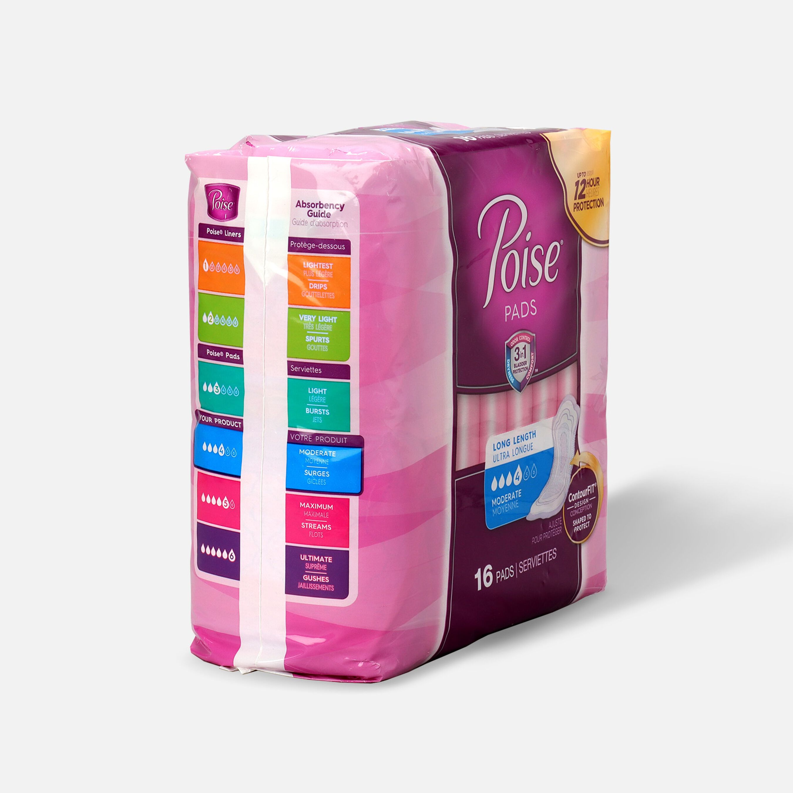 Poise® Moderate Absorbency Pads, Long Length, 16 ct.