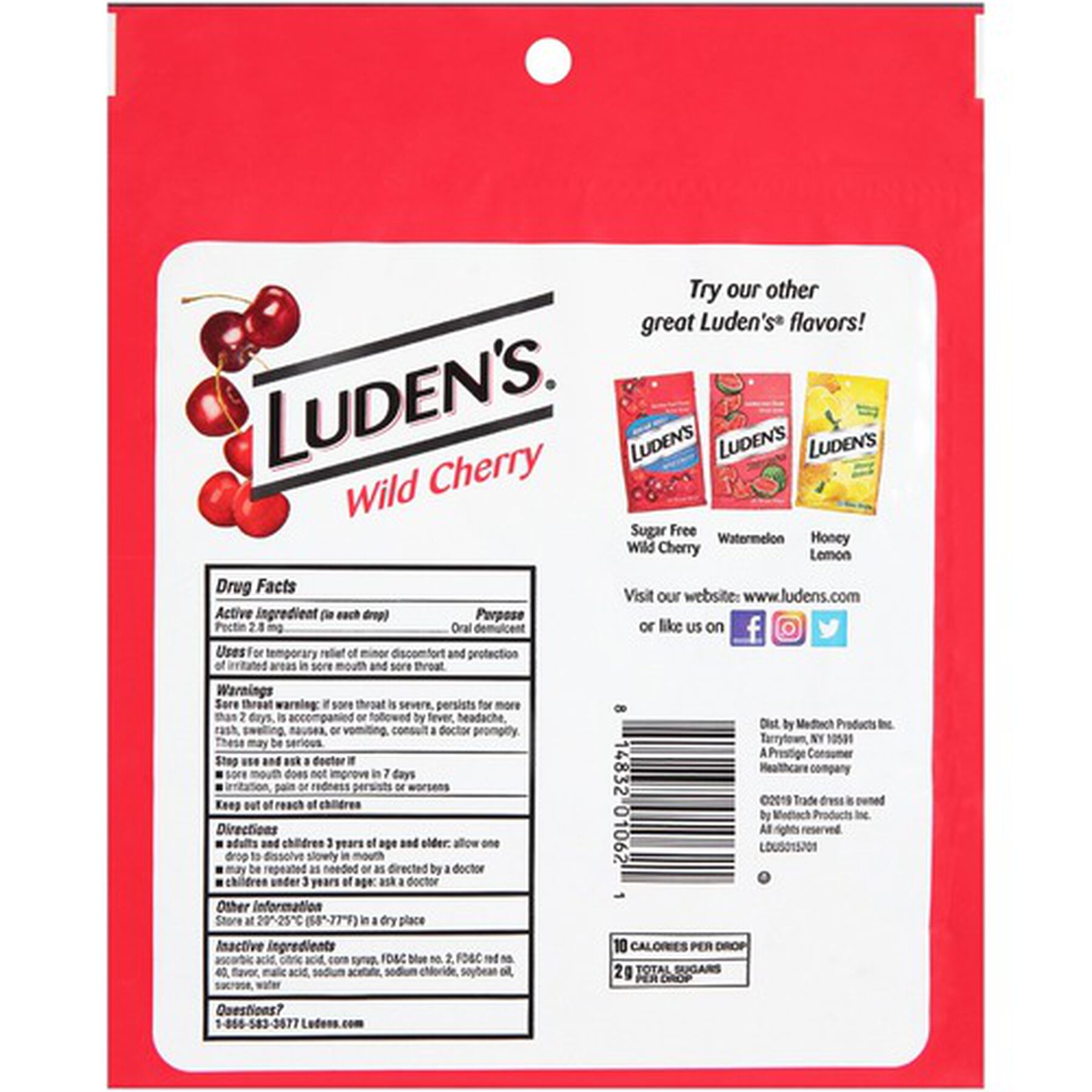 Luden's Wild Cherry Throat Drops, 90 ct.